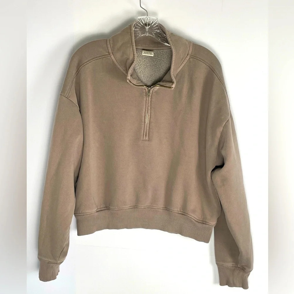 PINK Mauve Light Purple Quarter Zip Pullover Sweatshirt Size Medium